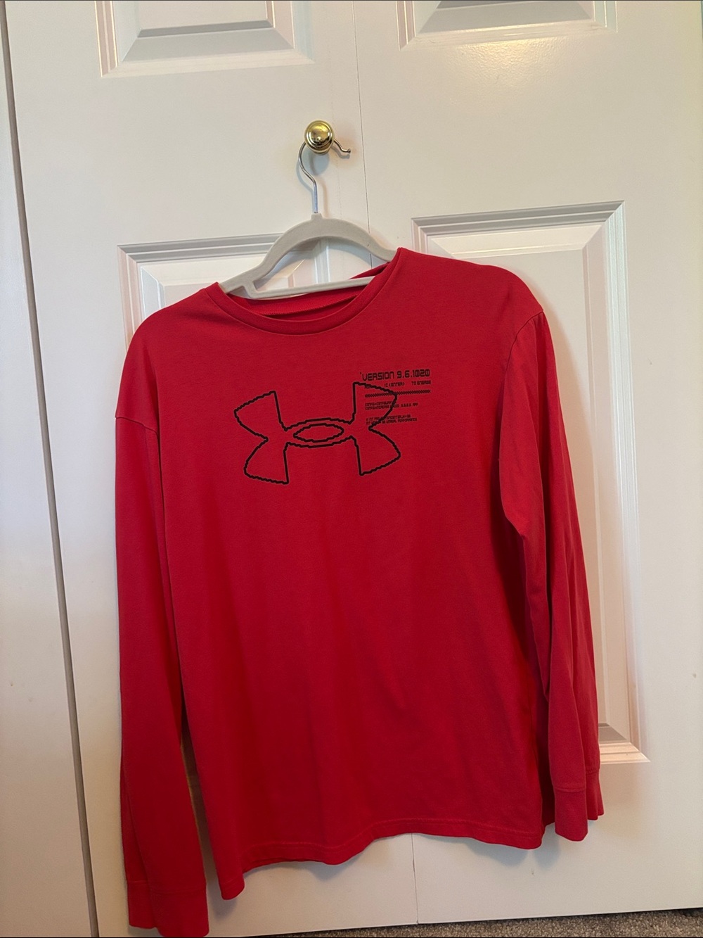 Under Armour Kids Long Sleeve Tee in Red with Black Logo